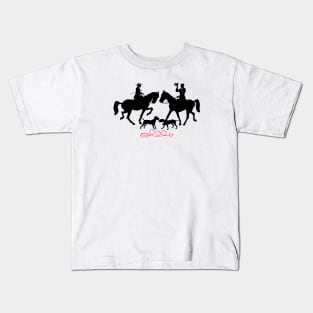 Romantic horse riding with dogs. Valentine's Day illustration Kids T-Shirt